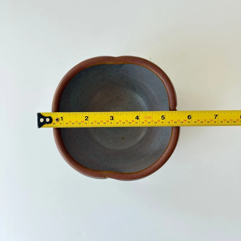 Handmade Studio Pottery Wabi Sabi Lobed Bowl Glaze 5in